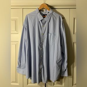 Van Heusen traveler casual button down shirt 3XL yellow white blue pattern.